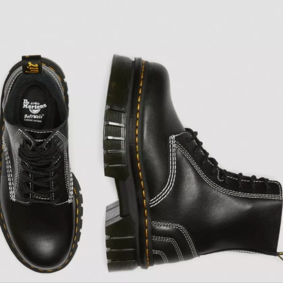 Dr martens AUDRICK WHITE STITCH LEATHER PLATFORM LACE UP BOOTS - Picture 10 of 15